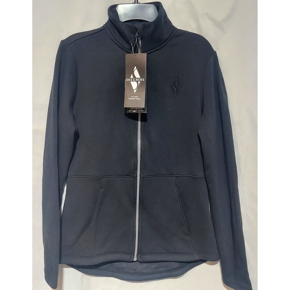 Skechers GoWalk GoSnuggle Tunic Jacket Women XS Black Full Zip Fleece Cozy NWT